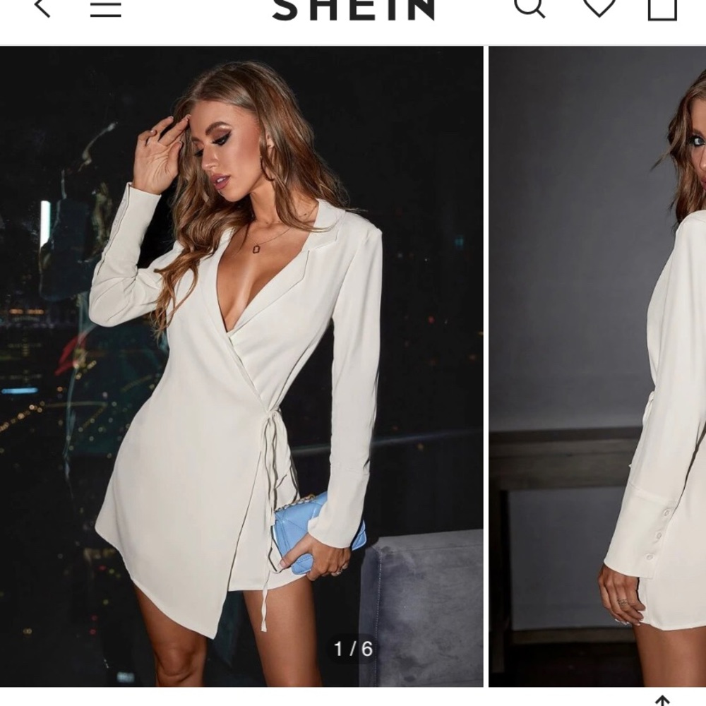 Shein off white medium wrap dress runs small nwot